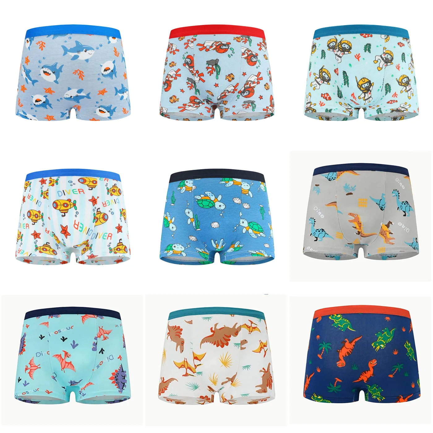 100 Pieces Toddler Boys Boxers Multipack Trunk Underpants Kids Child Panties Turtle Crab Wale Tyrannosaurs Rex Teenage Underwear