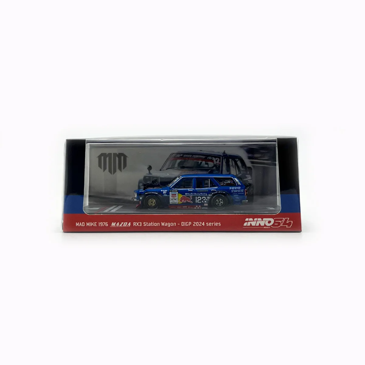 INNO Diecast 1/64 Mazda RX3 MAD MIKE 1976 Model Samochodu Ze Stopu Metalu Mazda Zabawki dla Chłopców Oryginalne Pudełko Dostępne