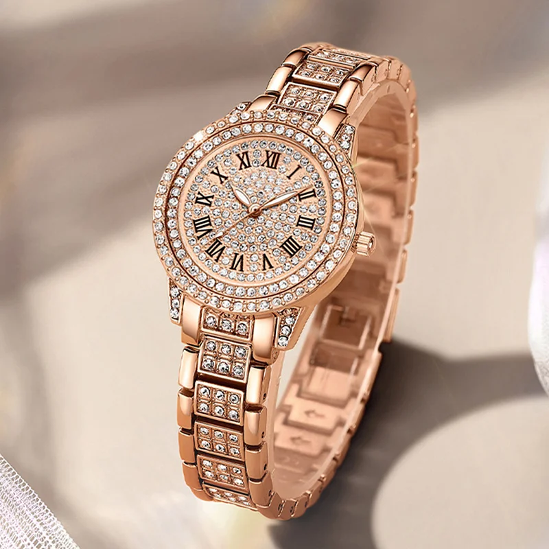 Women Watch Luxury Brand New Relojes Fashion Quartz Watch Rhinestone Gold Lady\'s Wrist Watches Stainless Steel Women Watch donna