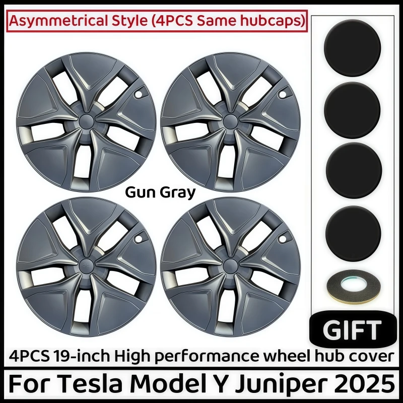 Voor Tesla Model Y Juniper 2025 + 4 Stuks Naafdop Auto Vervanging Wieldop 19 Inch Prestaties Auto Wieldop cover Accessoires - afbeelding 1