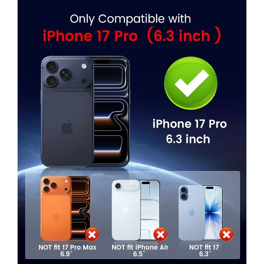 حافظة مغناطيسية لهاتف iPhone 17 Pro مع توافق MagSafe وواقي عدسة الكاميرا المدمج للحماية المحسنة Slim Lightwei