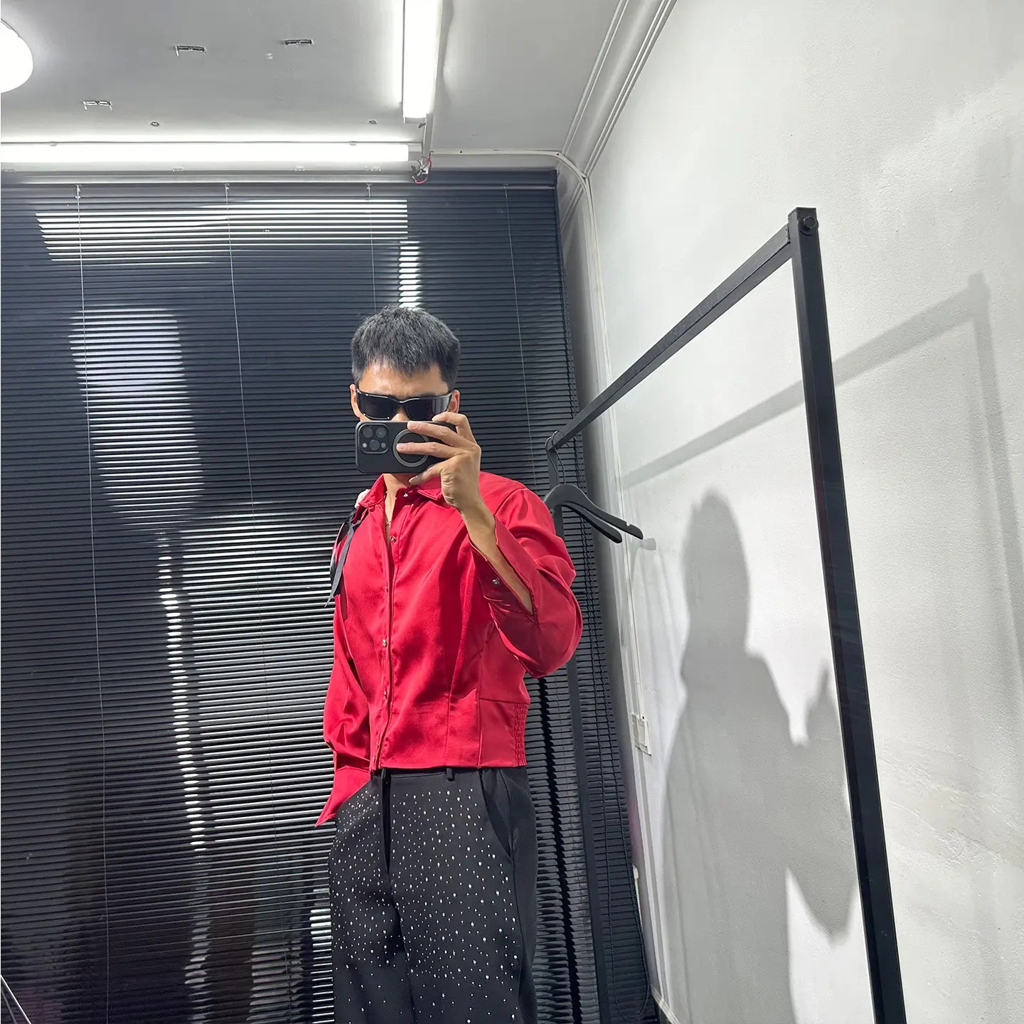 Design Fashionable French Retro Red Short Long Sleeve Shirt Loose and Style All-Matching Men Women