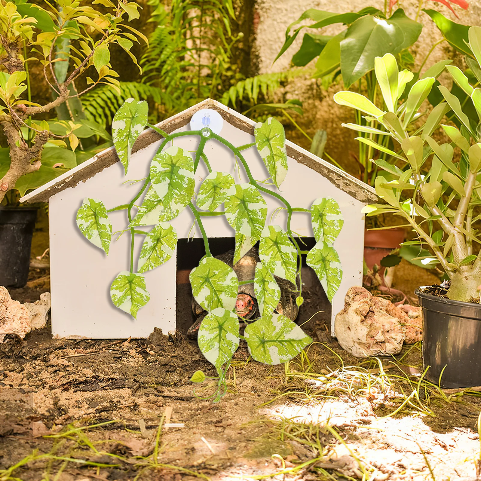

Versatile Lightweight Artificial Reptile Plants Easy Installation Suction Cup Design for Home Office and Reptile Habitats