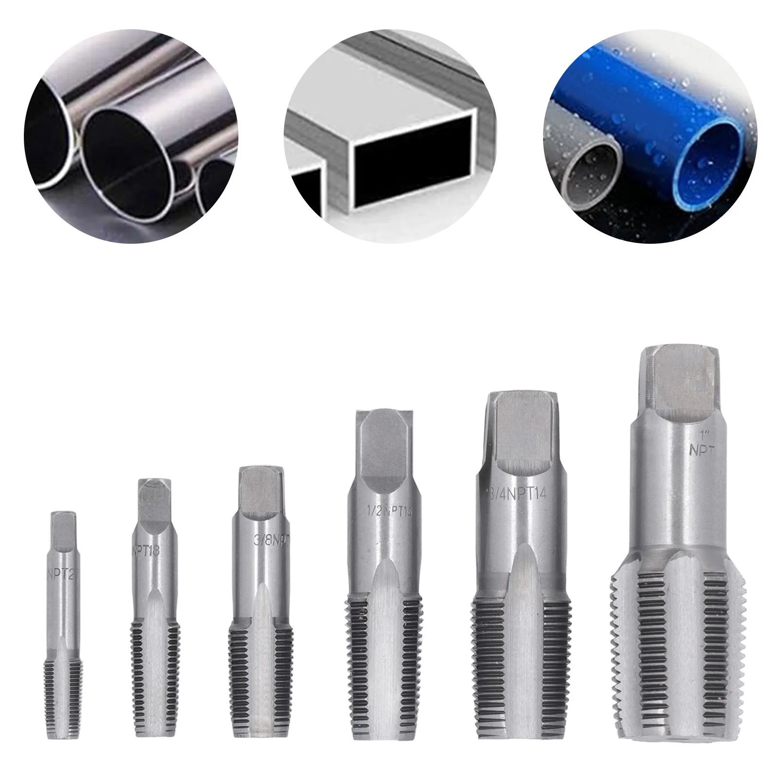 6pcs-pipe-tap-pipe-tap-npt-1in-3-4in-1-2in-3-8in-1-4in-1-8in-carbon-steel-thread-tapping-tool-kit-for-pvc-pipe-threading-tap
