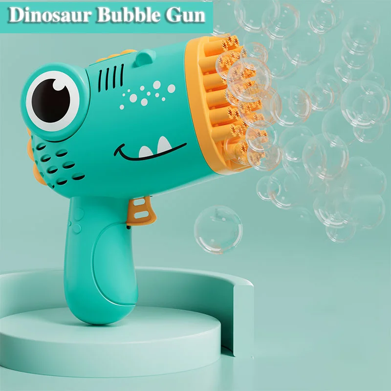 Cartoon Dinosaur 40-hole Electric Bubble Gun Outdoor Water Bubble Machine Children's Toy (Battery and Bubble Water Not Included)