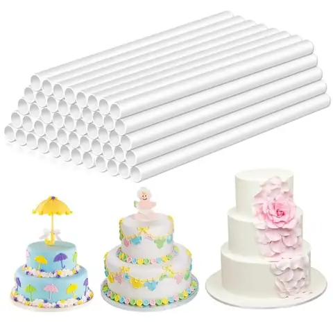 10/30/50PCS 계층화 된 케이크 건설 및 스태킹 지원 케이크 라운드 Dowels 빨 대에 대 한 흰색 플라스틱 케이크 Dowel 막대