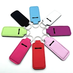 8pcs Lip Balm Holder solid color lipstick cover lipstick cover outdoor portable women's lipstick pendant key chain