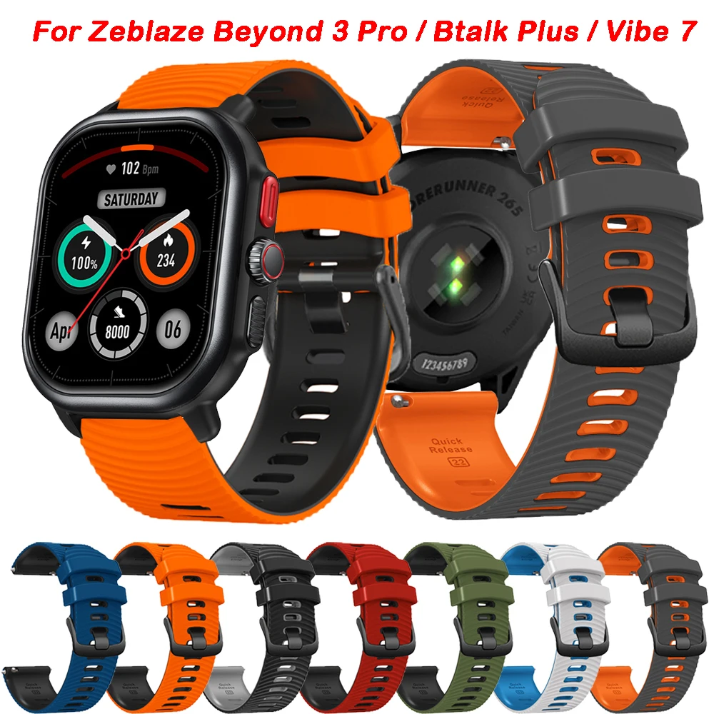 Silicone Strap for Zeblaze Beyond 3 PRO Wristband Bracelet for Zeblaze Btalk 3 Plus/Stratos 3 Pro/Ares 3 Pro/Vibe 7 Pro Strap