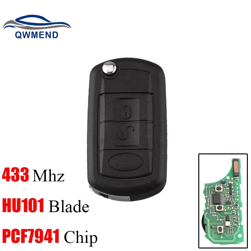 QWMEND 433Mhz Remote Car key For Land Rover Discovery 3 LR3 With Transponder Chip ID46/PCF7941 Chip HU101 Blade