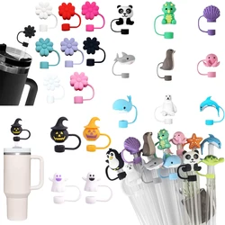 Cute Flower Silicone Straw Cover For Stanley Cup Halloween Drinking Dust Cap Drink Cup Straw Plug Tips Cover Accessories