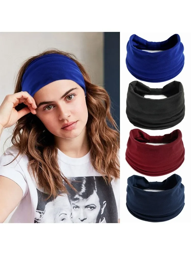 AliExpress NONE Solid Color Elastic Sports Headband, Unbreakable Wide Edge Headband, Decorative Headband, Daily Styling Accessories