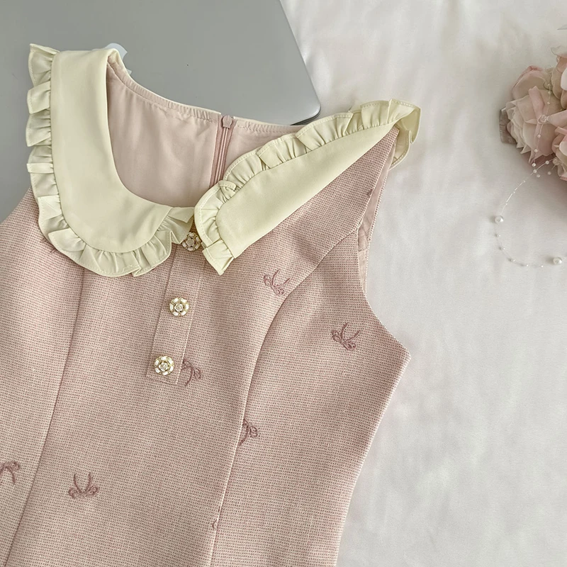 MEXZT słodka różowa Mini sukienka moda damska Kawaii kokarda na imprezę patchworkowe sukienki koreańska elegancka sukienka letnia Bodycon Vestidos nowość