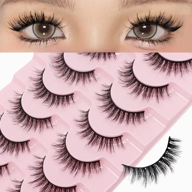 7 paar valse wimpers, donzige wimpers, slanke sprookjeskattenogen, puntige en gestreepte wimpers, verlengd natuurlijk en dik