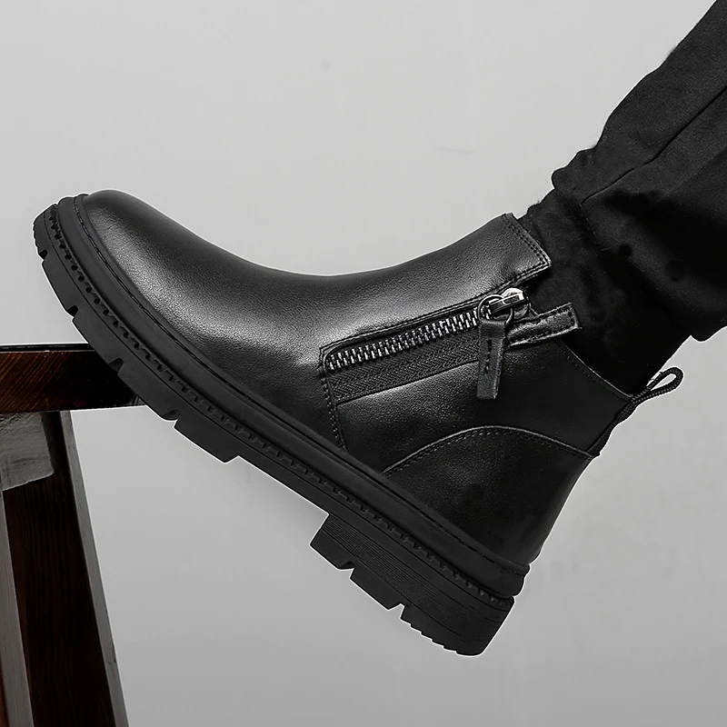 

Men's Boots Quality Genuine Leather Boots Plush Warm Winter Boots for Men Classic Chelsea Boot Business Ankle Boot Botas Hombre