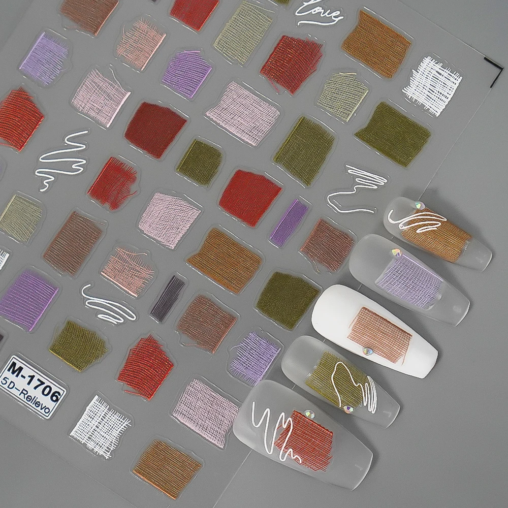 

New Designs Textile Tulle Fabric Nail Stickers for DIY Nail Art Decorations