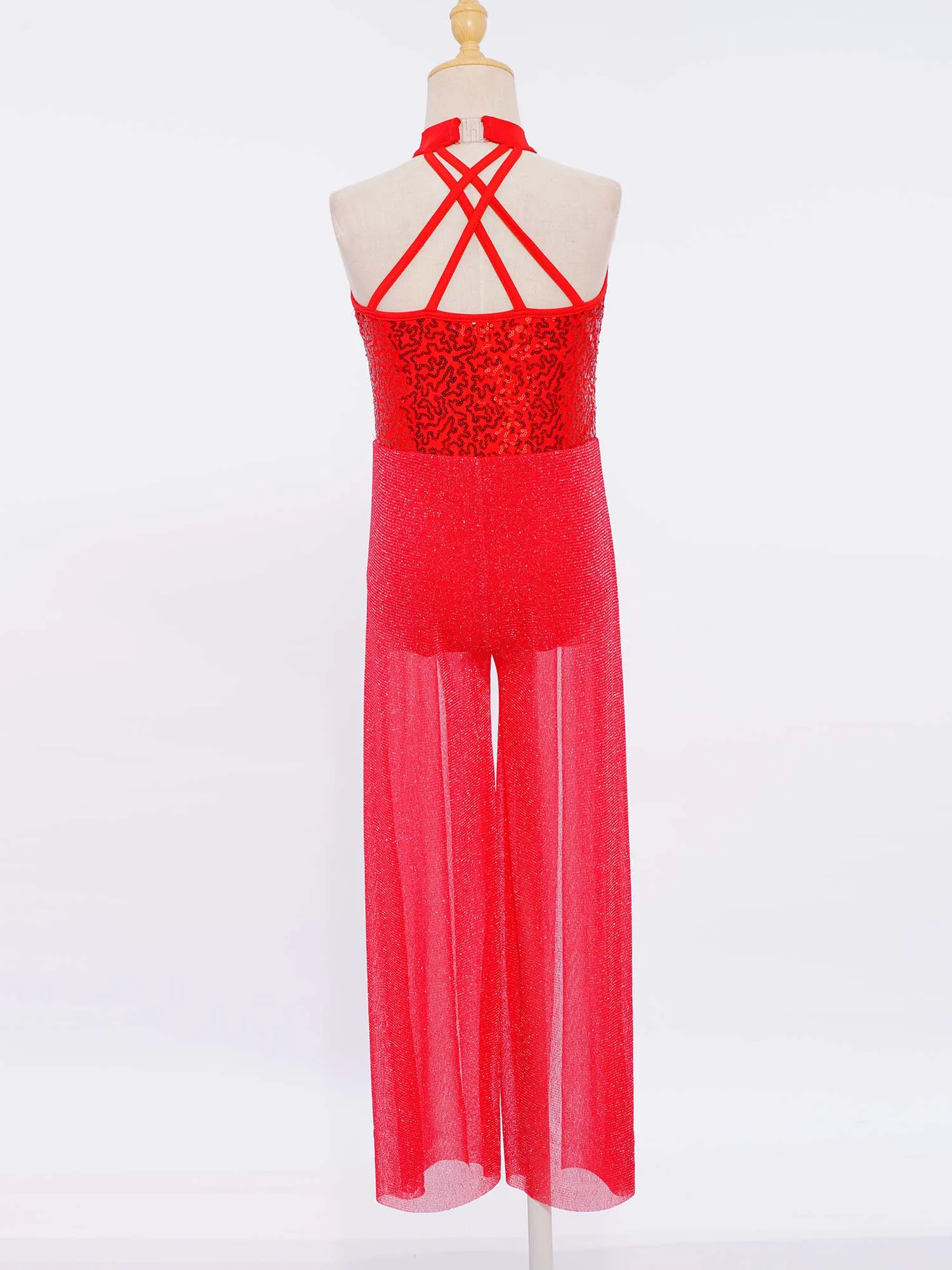 Combinaison scintillante à strass pour petites filles, robes de Ballet de gymnastique, sans manches, jambes larges, une pièce, Costume de danse moderne et contemporain