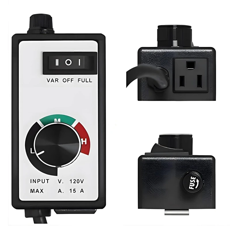 AT02-US PLUG,AC Motor Speed Controller 120V 15A Max Electronic Fan Speed Controller Variable Adjuster For Exhaust Ceiling Fan