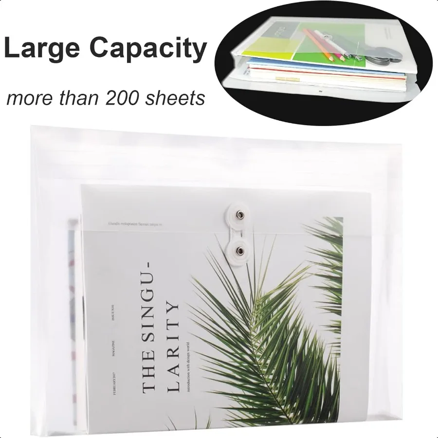 Buste in plastica Dimensioni legali con chiusura a cordoncino Busta in poli trasparente Cartelle in plastica espandibili Documenti Carta File Organiz