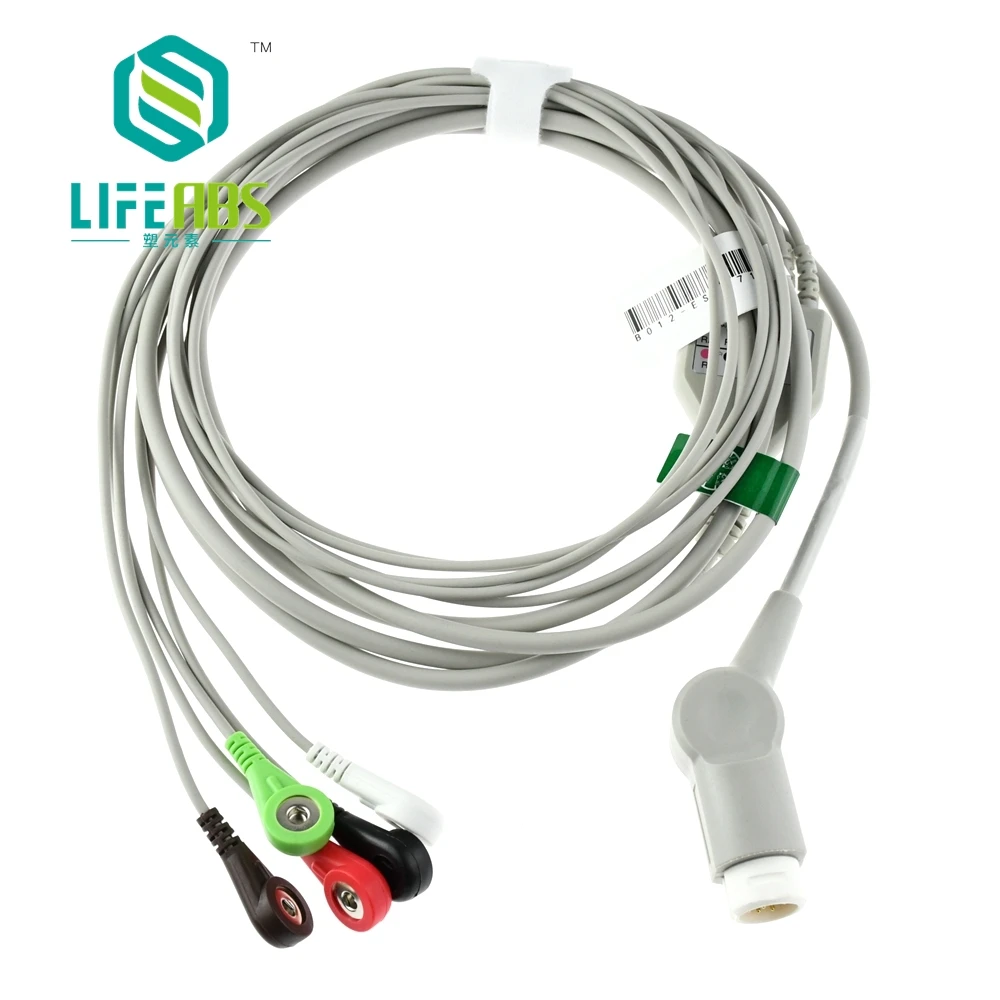 

Цельный кабель для ЭКГ, кабель для ЭКГ, 3 провода, 5 выводов, защелкивающийся зажим, провода для ЭКГ для популярной машины Mornitor в стиле LL