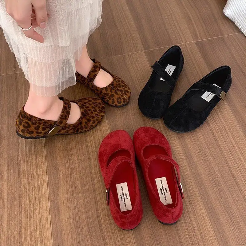 2026 New Leopard Print Women Mary Jane Shoes Fashion Shallow Slip on Shoes Ladies Casual Soft Sole Grandma's Flats Shoes