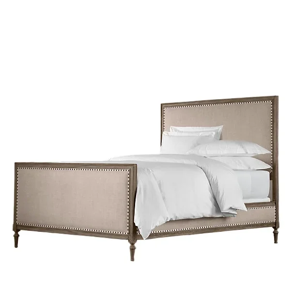 

English neoclassical solid wood bed French country retro double bed American simple linen bed