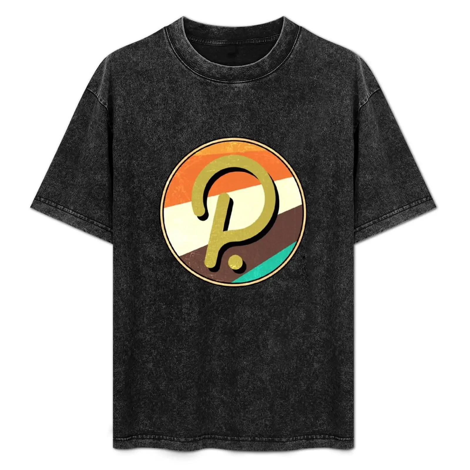 

Polkadot Crypto Logo in Retro 70s Colors Distressed T-Shirt rapper graphic tees anime stuff mens tall t shirts