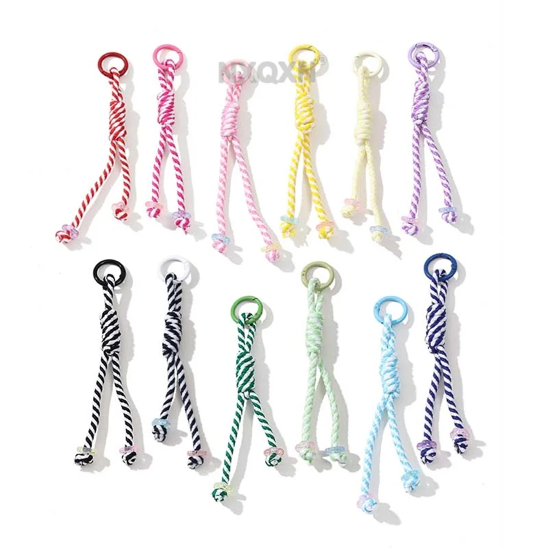 

1pc Creative Colorful Bead Rope Keychain Braided Iridescent Key Ring For Women Men Handmade Bag Decoration Good Gift