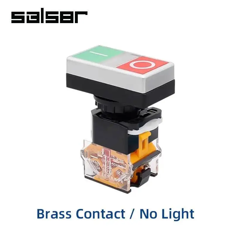 Interruttore a pulsante a testa piatta da 22 mm LA38-11D/RG Rosso Verde con luce ON-OFF Ripristino momentaneo Contatto in ottone/argento