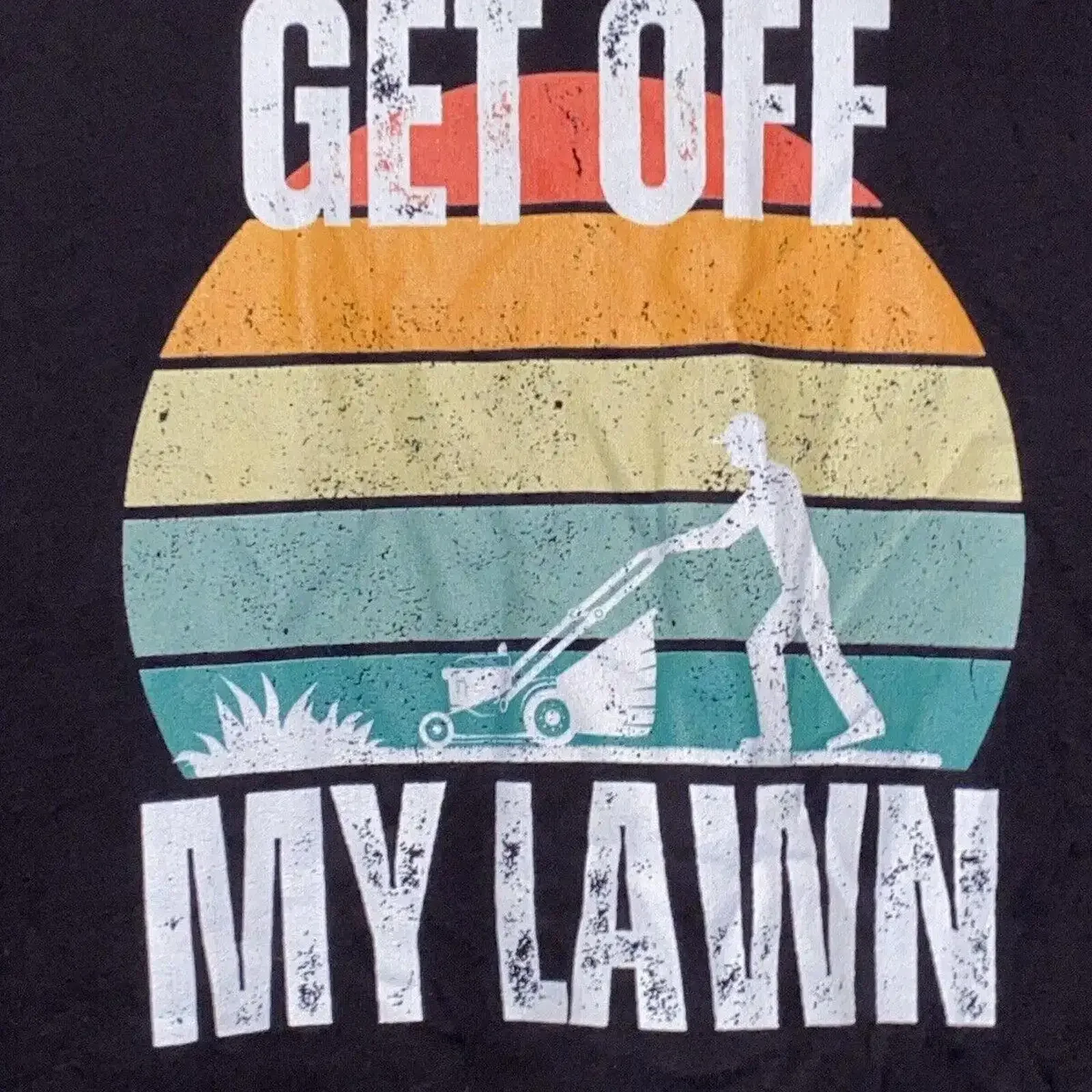 

Get Off My Lawn Funny Quote Adult Size XL T Shirt vintage Washed graphic Top For Everyday Wear Slightly Unisex Casual Stretched