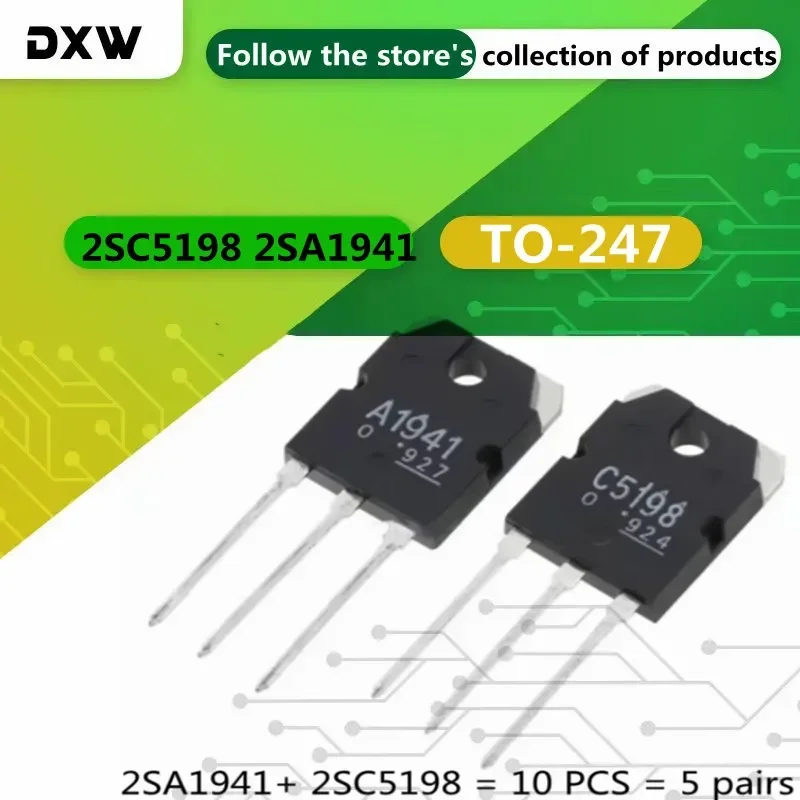 10 Uds Transistor de potencia 2SC5198 2SA1941 A1941 C5198 TO-247 Transistor amplificador de potencia de Audio