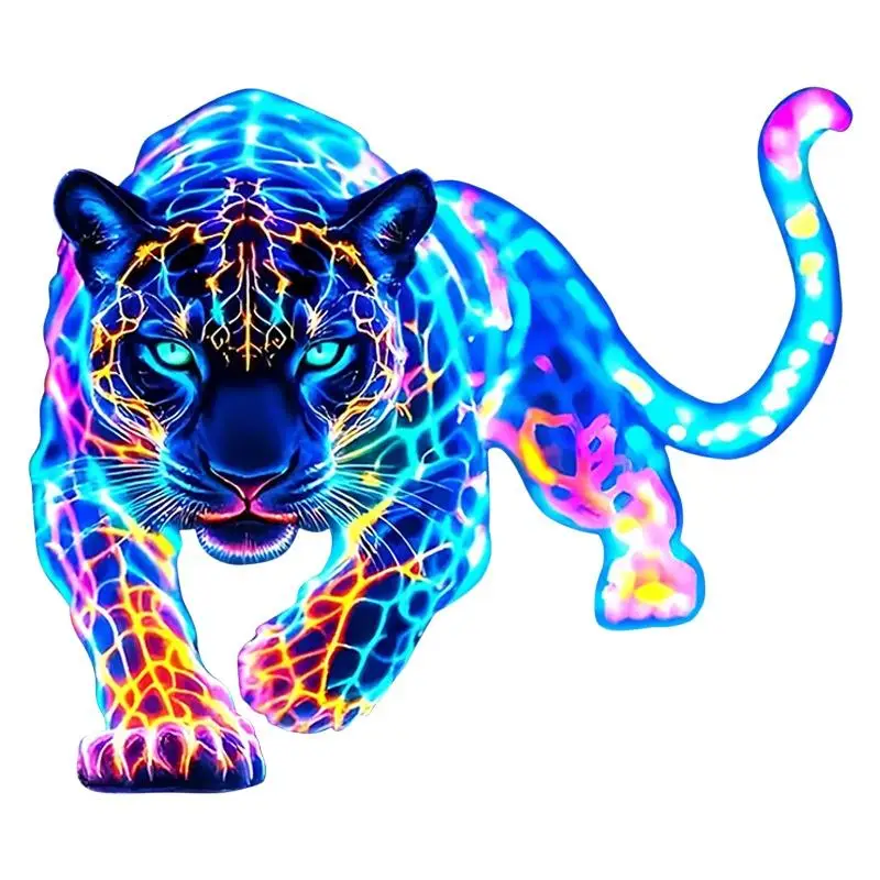 Vibrant Neon Leopard Motorcycle Stickers Waterproof For Scooter Fuel Tank Front Fairing Vinyl Decals Car Window Decorations