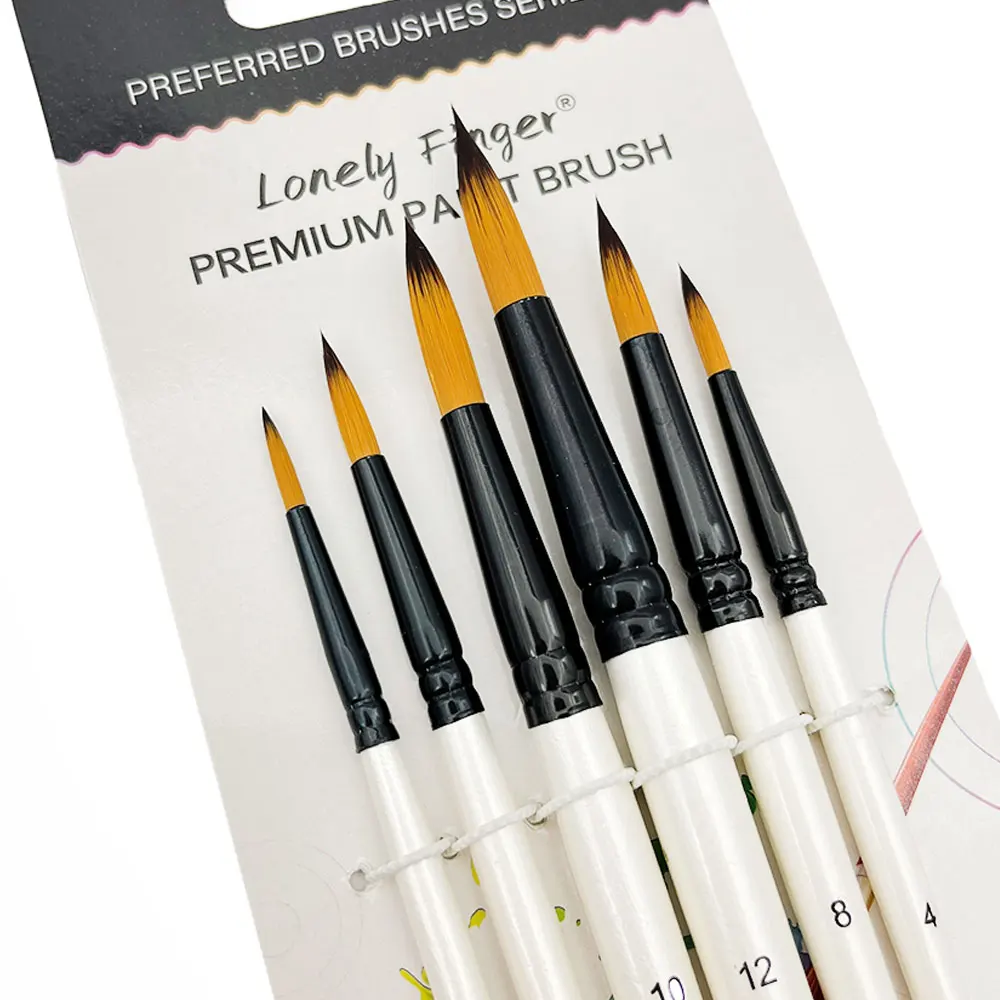 

6 PCS Round Paint Brushes Set, Artist Brush for Acrylic Watercolor Oil Painting, Nail Art, Crafts, Canvas, Rock, Miniature Model