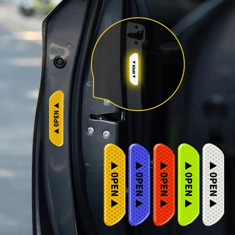 4Pcs Car Door Safety Warning Mark OPEN Reflective Stickers for Renault Koleos Clio Scenic Megane Duster Sandero Captur Twingo