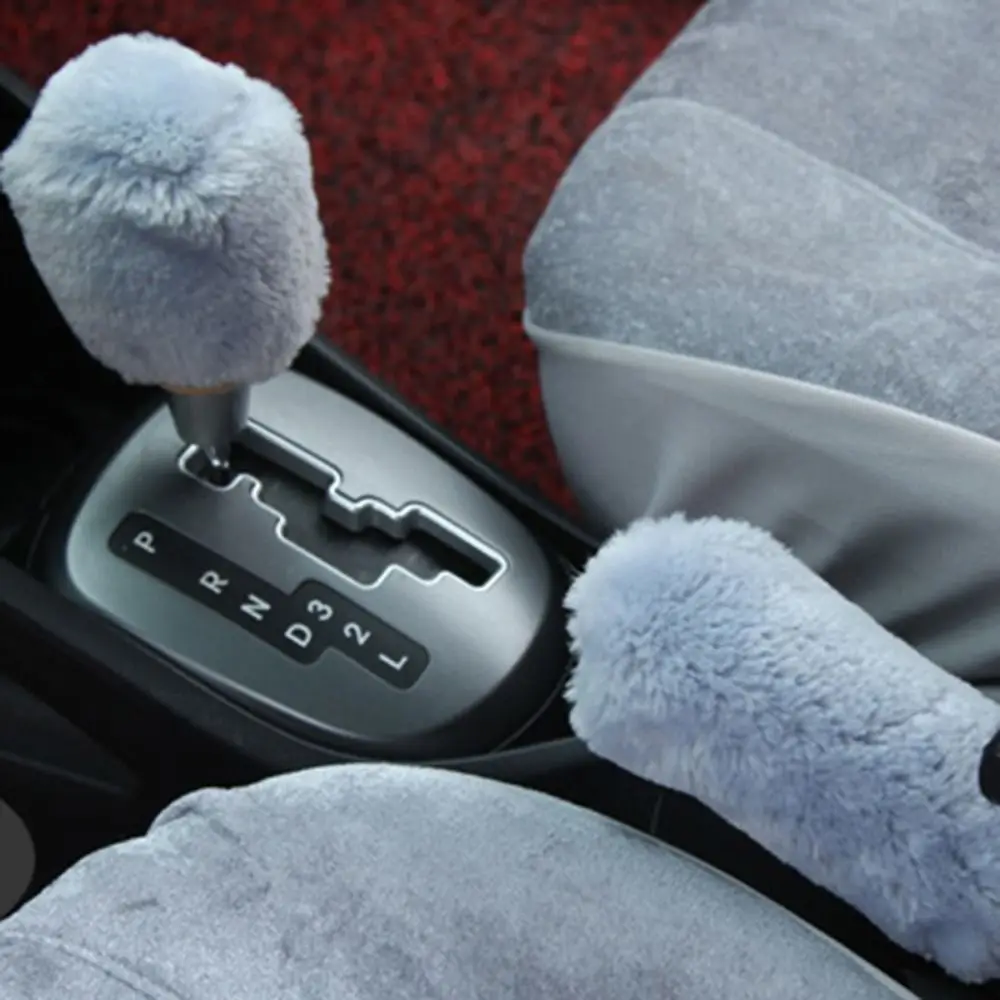 1 Pair of Soft Handbrake Cover Set Warm Car Handbrake Cover Replaceable Universal Handbrake Grip Covers Shift Knob Cover