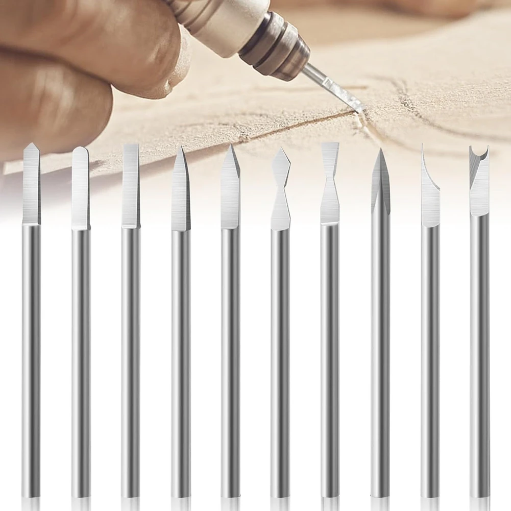 【Penjualan Baru】 10 Buah Alat Ukir Kayu 1/8 "Batang Alat Pertukangan Alat Putar Bit Kompatibel untuk Pengeboran Ukir