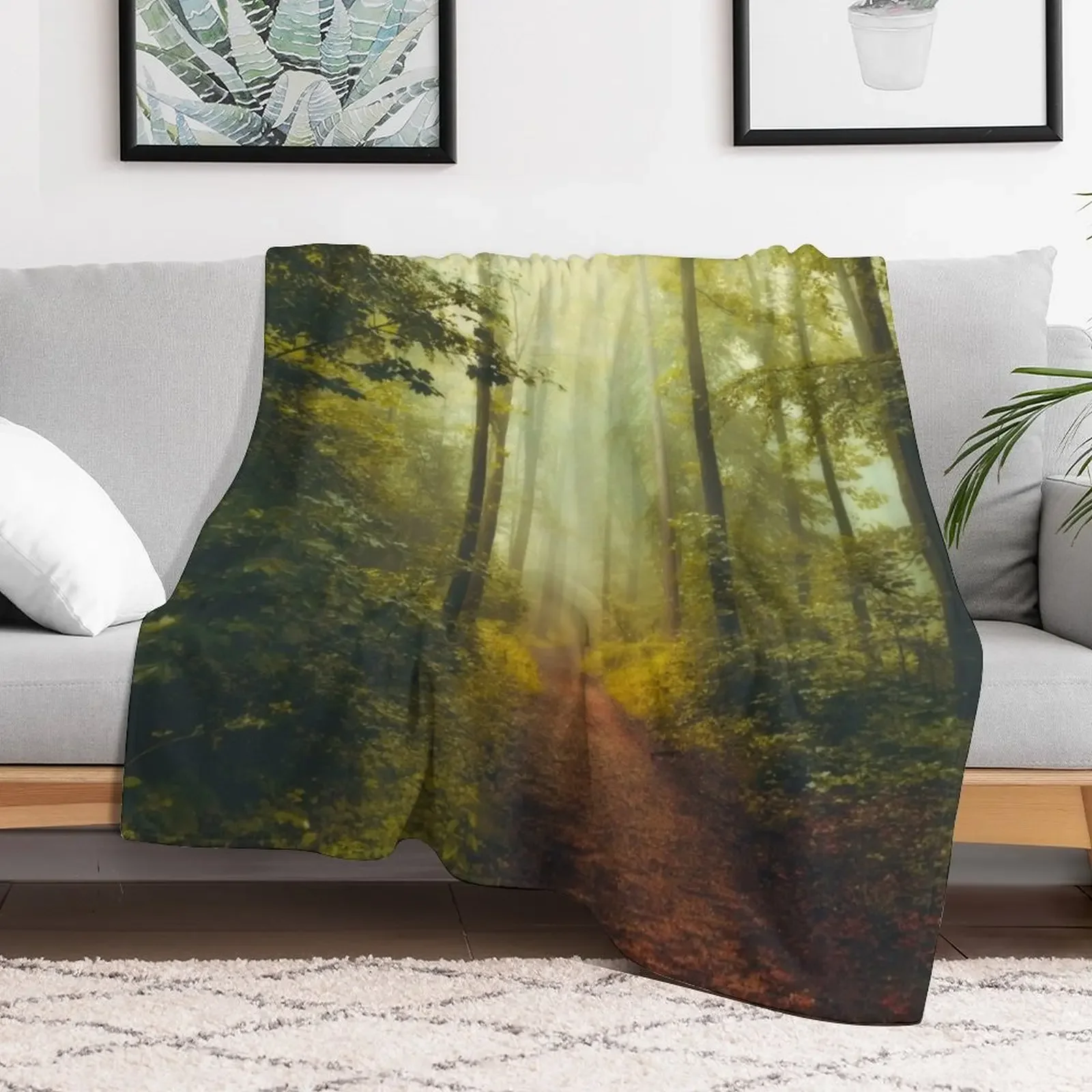 deeper and deeper - misty spring forest Throw Blanket Blankets For Bed blankets and throws Custom blankets ands