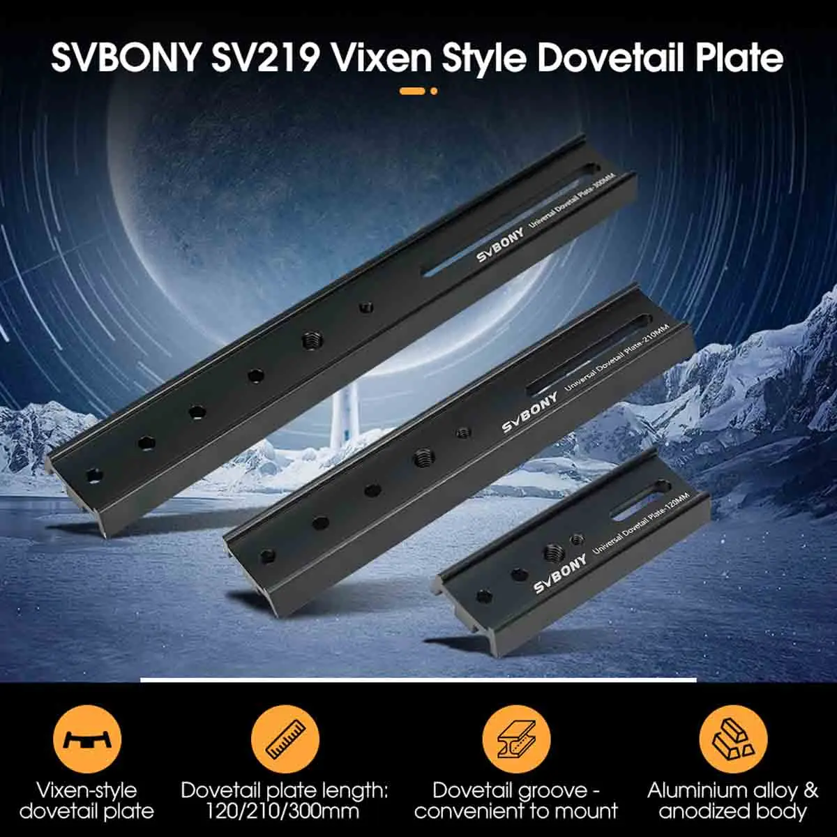 Imagem -06 - Placa de Montagem em Cauda de Andorinha Estilo Vixen Svbony Sv219 para Telescópio 120 mm 210 mm 300 mm Preto para Tripé Equatorial