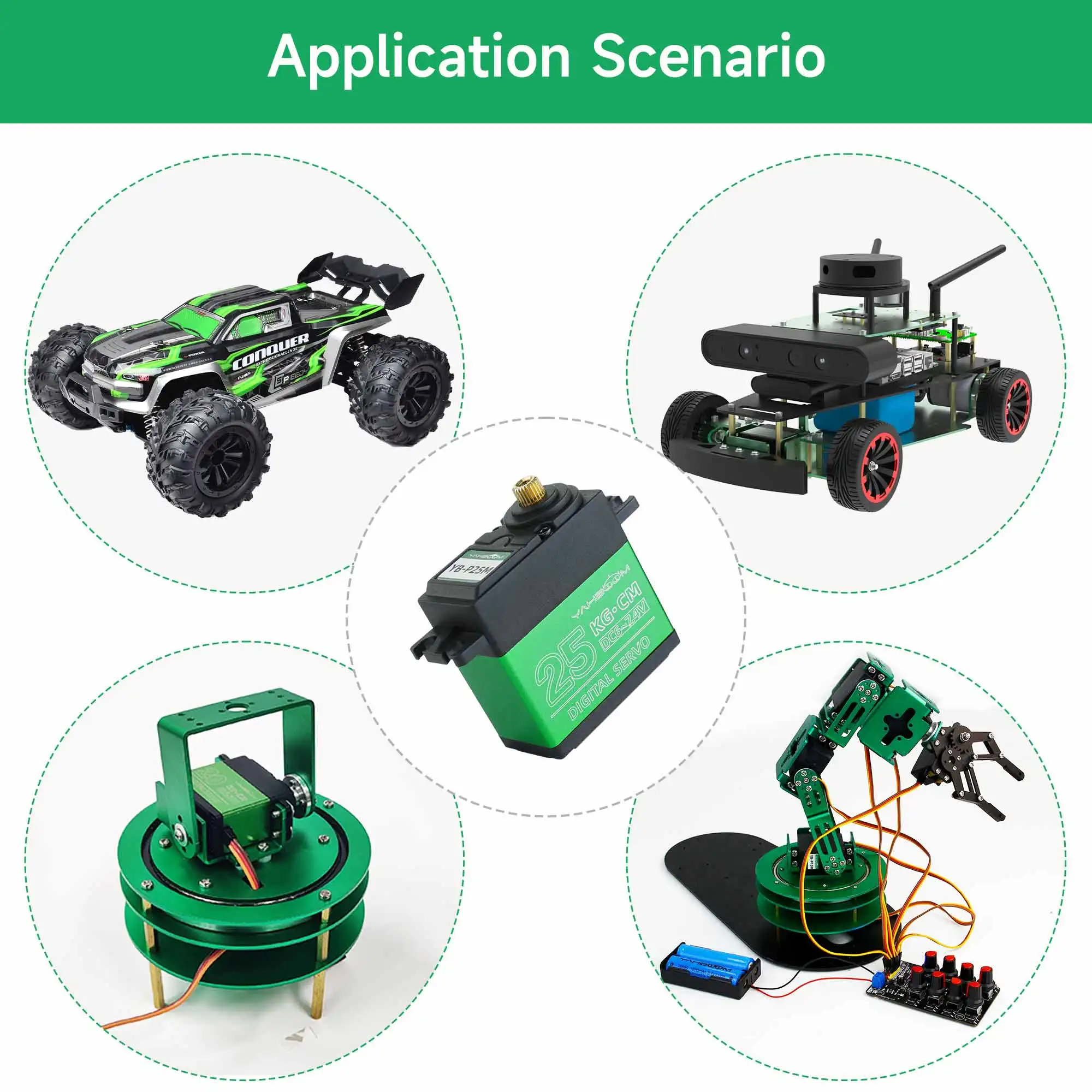 15KG 20KG 25KG Digital Servo Motor Steering Engine 180° 270° with Larger Torque PWM Control Metal Gear for Robotic DIY RC Car