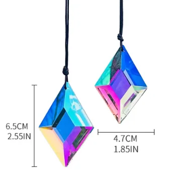 2pcs simple geometric crystal sun catcher prisms, hanging sun catcher, with glass prism, rainbow maker, suitable for window.
