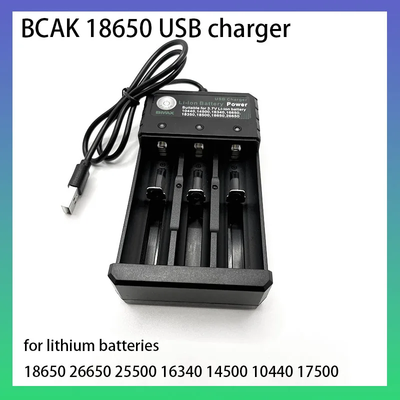 18650 Lithium Battery Charger 3 Slots with LED Indicator for Lithium Batteries 18650 26650 25500 16340 14500 10440 17500