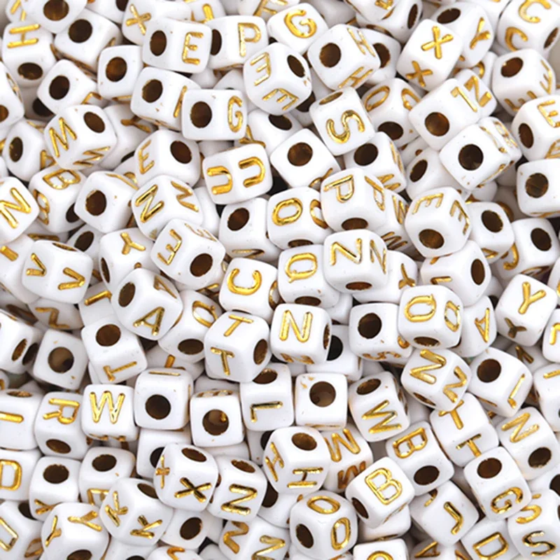 100 قطعة/الوحدة العصرية الاكريليك مربع الأبجدية الخرز ثقب كبير رسالة فضفاض خرزة مباعدة مجوهرات سوار يدوي الصنع صنع الإمدادات
