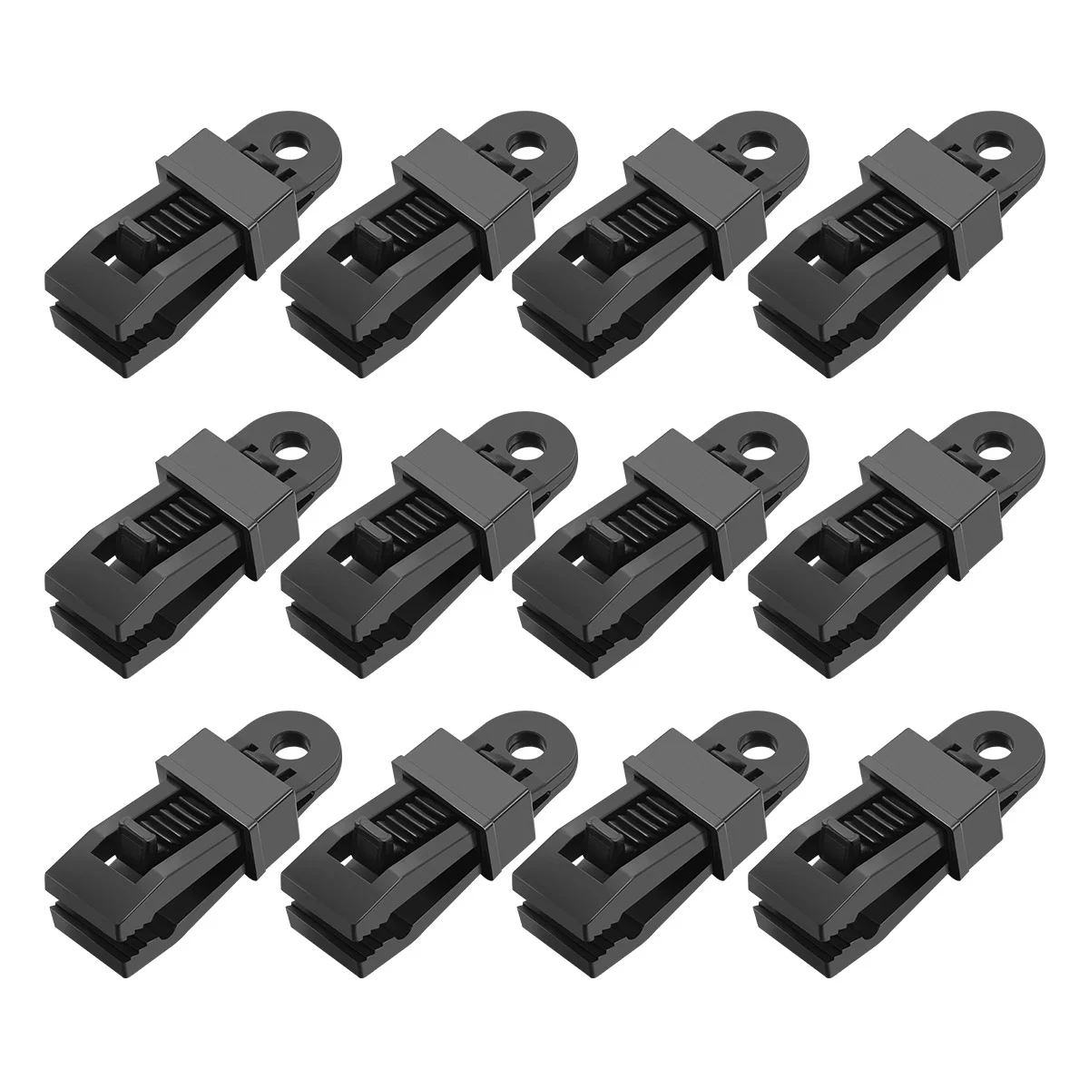 

BESTOMZ 12 PCS Tents Awning Wind Rope Clamps Awnings Plastic Clips Tent Tighten for Outdoor (Black)