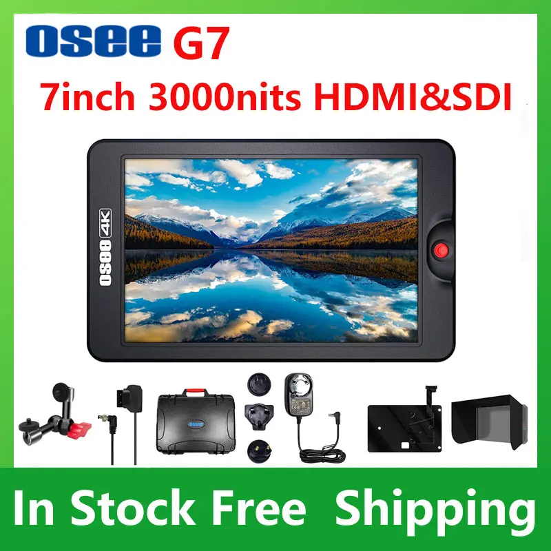 

OSEE G7 Monitor 7 Inch Ultra-Bright 3000 Nits DSLR Camera Field HDR Monitor 1920×1200 Full HD 3G SDI 4K HDMI in&Out