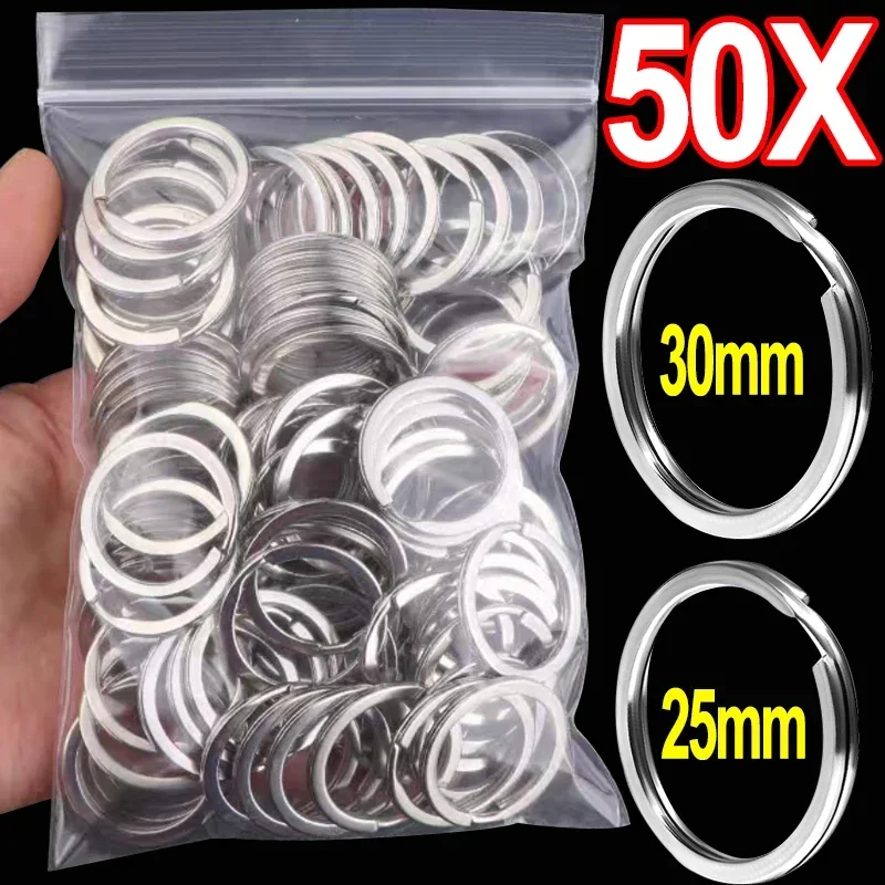 10-50pcs/lot Steel Keyring Blank Circle for DIY Keychain Jewelry Making Key Holder Split Key Ring Connector Wholesale 25/30mm