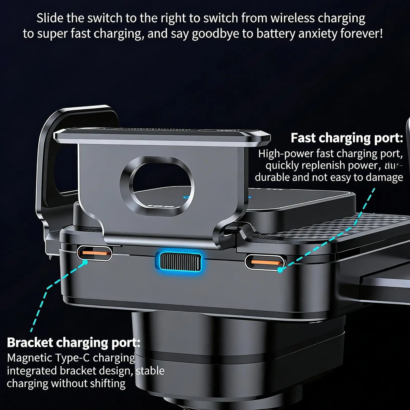 

Держатель для автомобильного зарядного устройства, база для быстрой зарядки, вращающийся на 90 градусов складной держатель для телефона с экраном для поездок на дорогах, седанов, внедорожников, фургонов