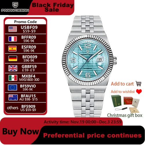 PAGANI DESIGN 3D rombo Dial reloj automático de lujo para hombres relojes de pulsera mecánicos hombres AR cristal de zafiro 2025 nuevo reloj hombres