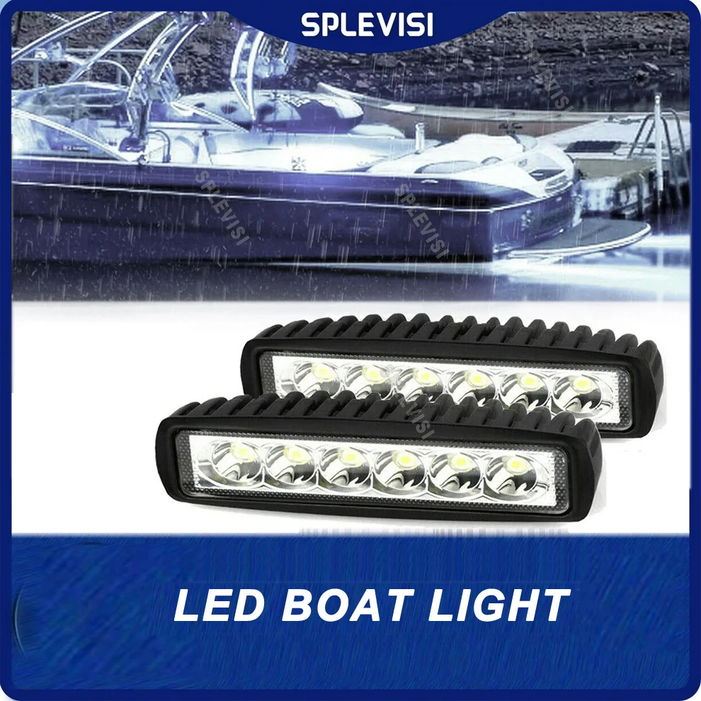 

2Pack White 18W LED Light Pods Navigation Lights Marine Spreader Deck/Mast lights Black Light Bar For Boat Sailboat Yacht Ponton