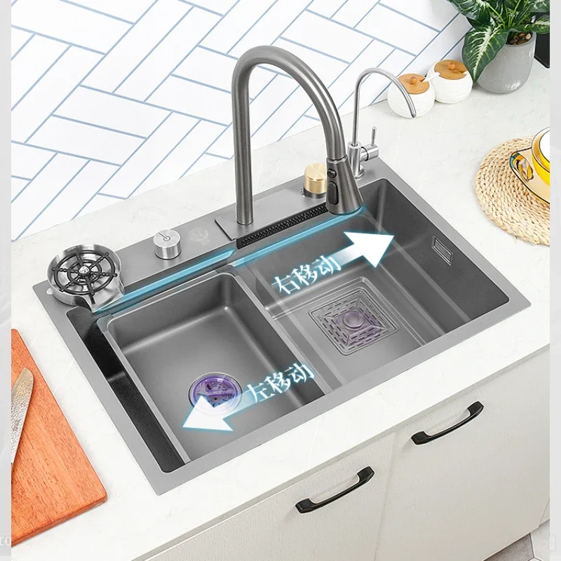 Nano-304 stainless steel kitchen Feiyu waterfall sink large single-slot vegetable basin