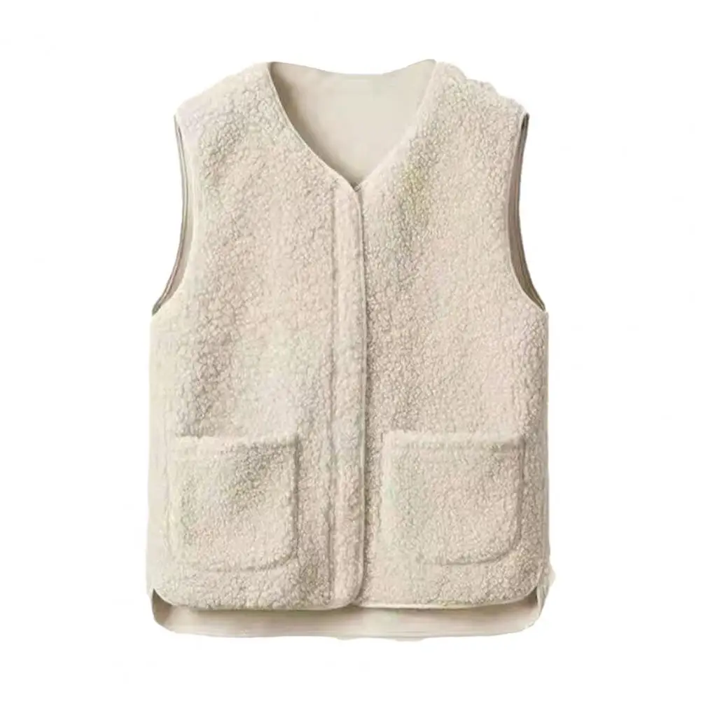 Men Autumn Winter Vest Stylish Women's Sleeveless Fleece Vest with Zipper Closure Pockets for Fall Spring Layering in Office