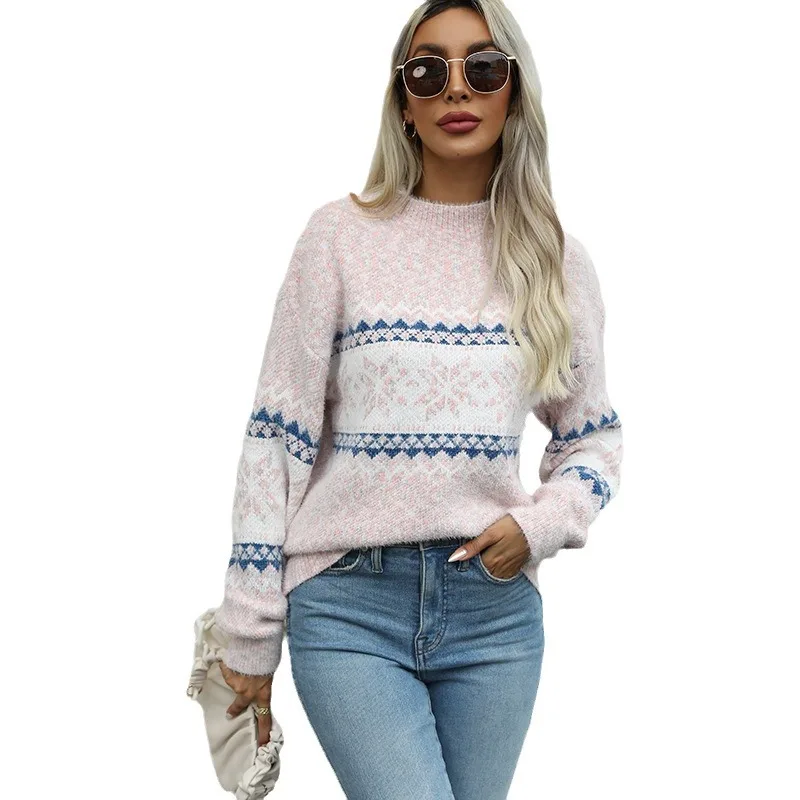 

Luxurious Sweater Scandinavian Snowflake Chunky Sweater Ultracozy Half Turtleneck Sweater Stylish Thermal Festive Pullover